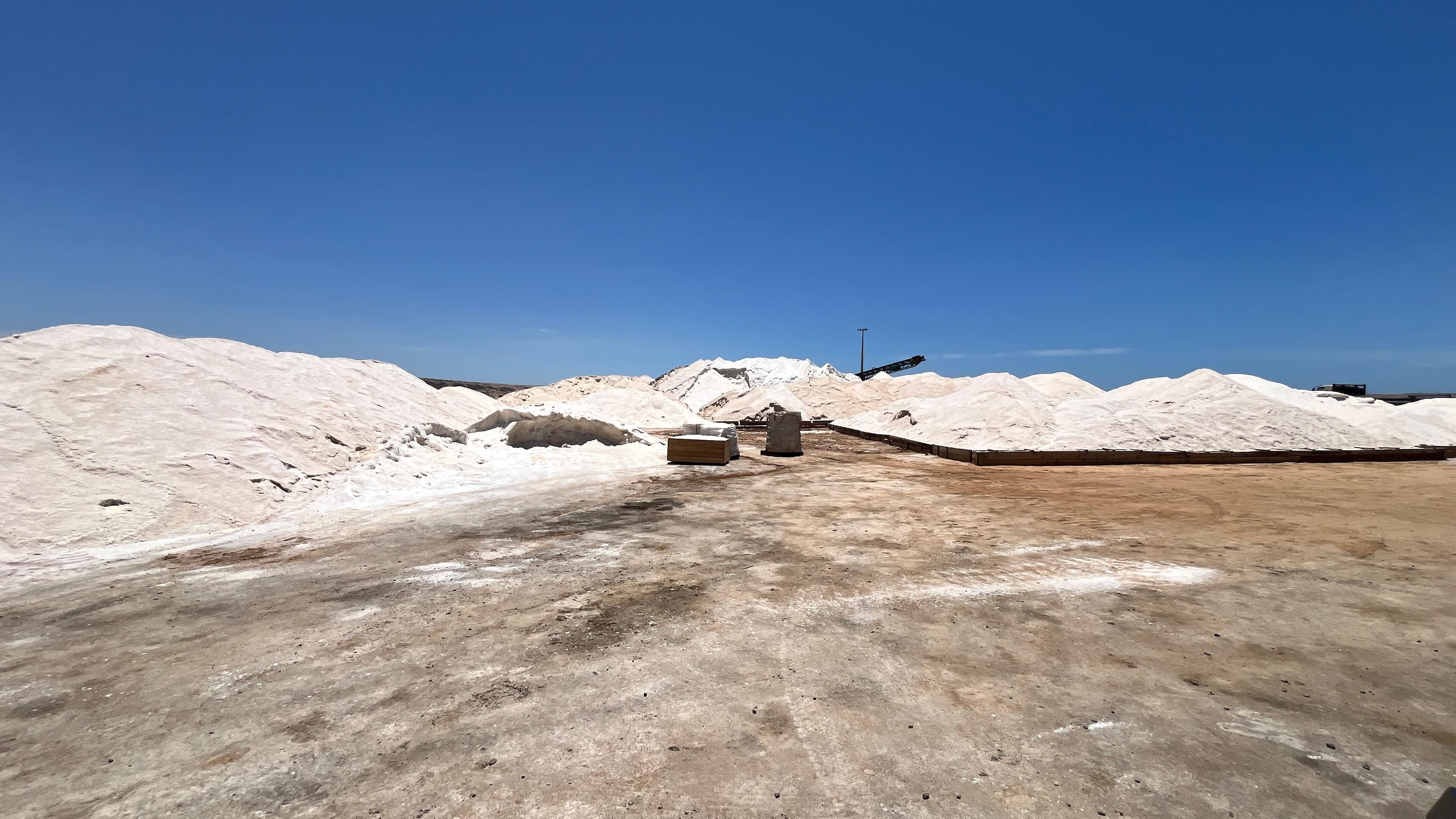 Salt production works on the Angolan coast